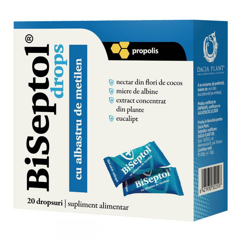 Biseptol Drops, 100 Grame, 20 Dropsuri - DACIA PLANT - poza 2