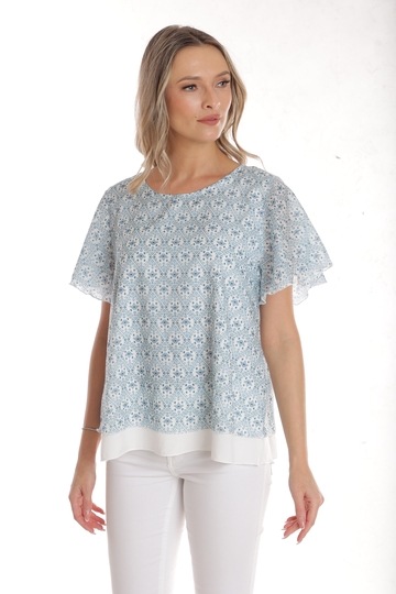 Bluza dama CV25042 bleu microimprimeu, Cesy | marimea XL