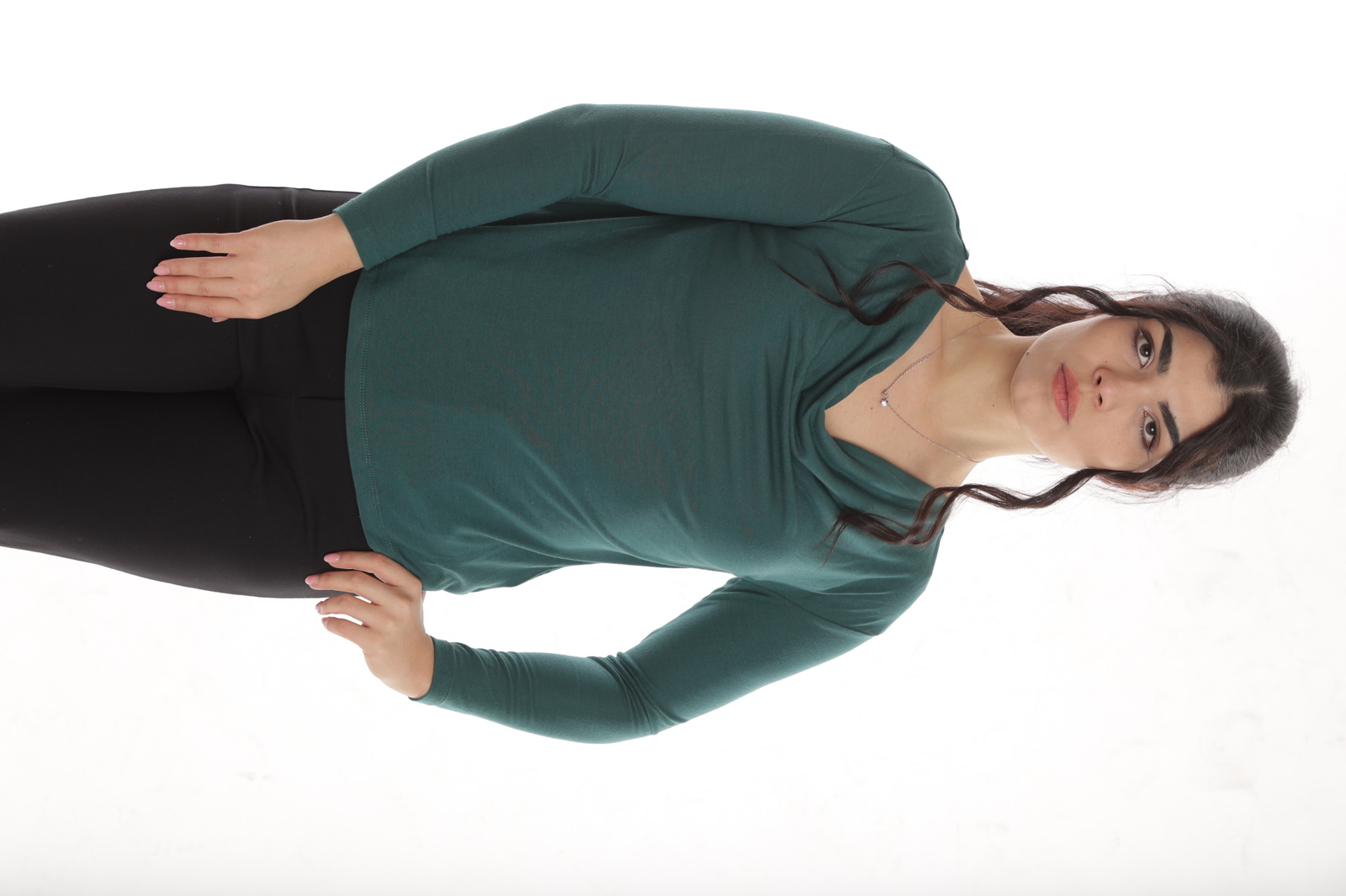 Bluza decolteu falduri CP24020 SIZE verde, Cesy | marimea XXL