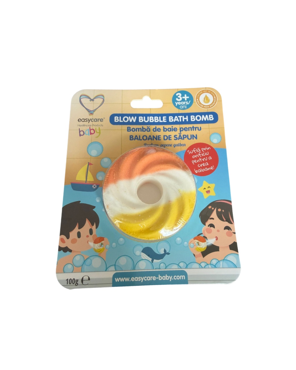 Bombe de baie cu efect baloane sapun Disc cu parfum de pepene galben, EASY00302, Easycare Baby