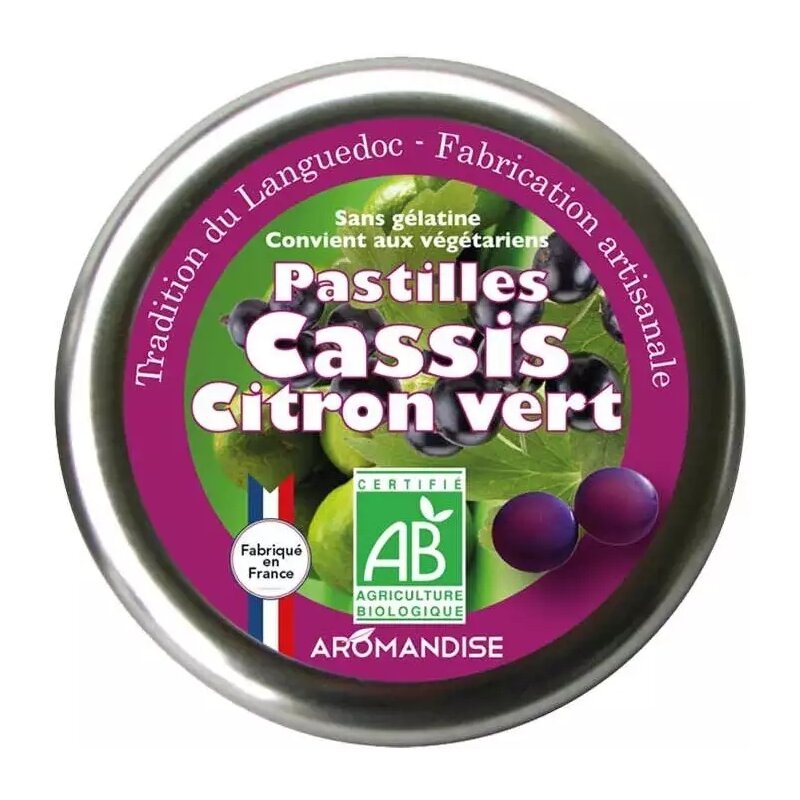 Bomboane artizanale cu lime si coacaze negre bio, 45g, Aromandise
