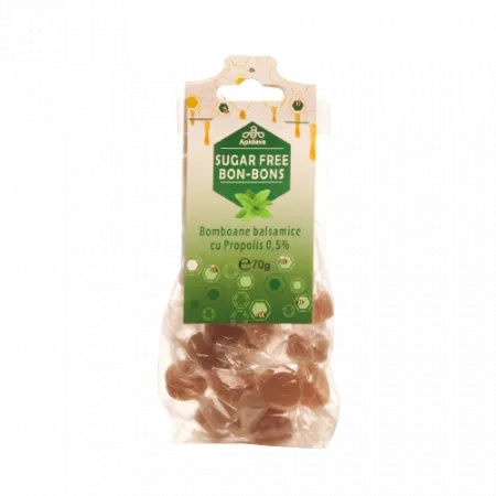 Bomboane balsamice cu Propolis fara zahar, 70 g, Apidava