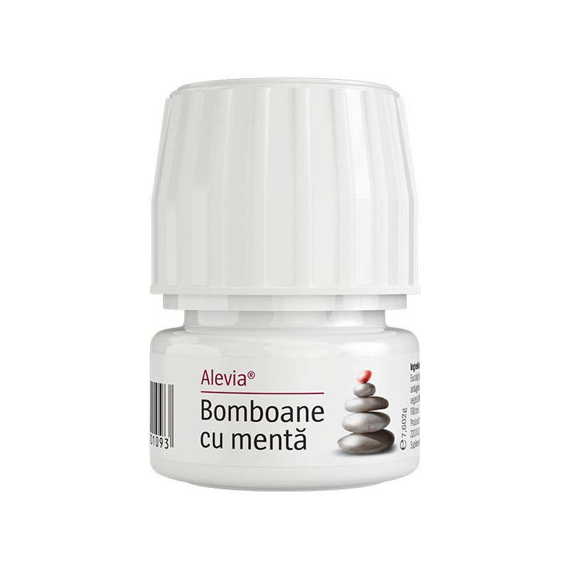 Bomboane cu menta, 60 comprimate, Alevia