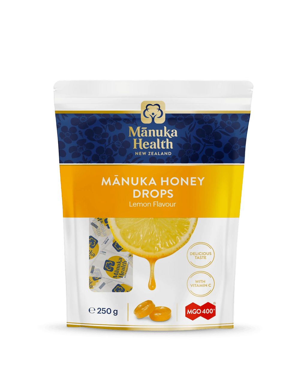 Bomboane dropsuri cu miere de Manuka MGO 400+ (250g) (lamaie) - poza 2