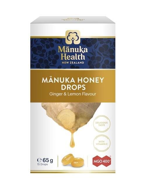 Bomboane dropsuri cu miere de Manuka MGO 400+ (65g) (ghimbir si lamaie)