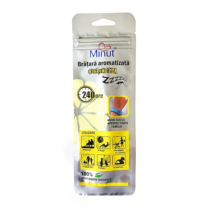 Bratara antitantari aromatizata cu Citronella, Verde, Minut