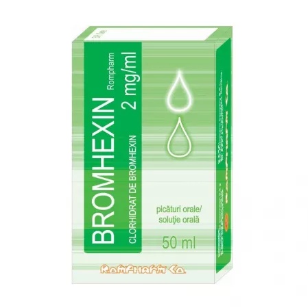 Bromhexin 2mg/ml picaturi orale, 50ml, Rompharm