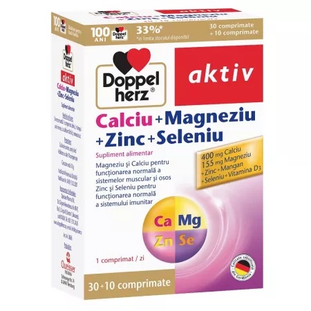 Ca, Mg, Zn si Se, 30 + 10 comprimate, Doppelherz