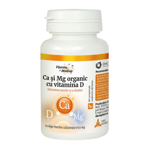Ca si Mg Organic cu Vitamina D, Dacia Plant | 60 comprimate