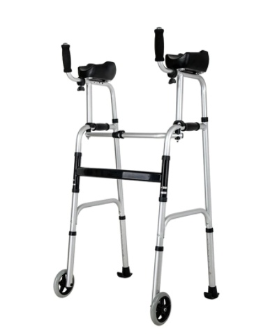 Cadru de mers pliabil, ajustabil pe inaltime, cu suport de brate si roti, CMZ-8230L, Medico