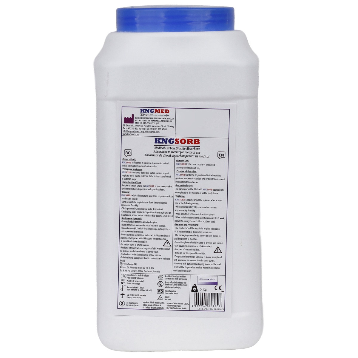 Calce Sodata Medicala Alba pentru Aparate de Anestezie, Absorbant CO2, Granule 3 mm, 5 litri
