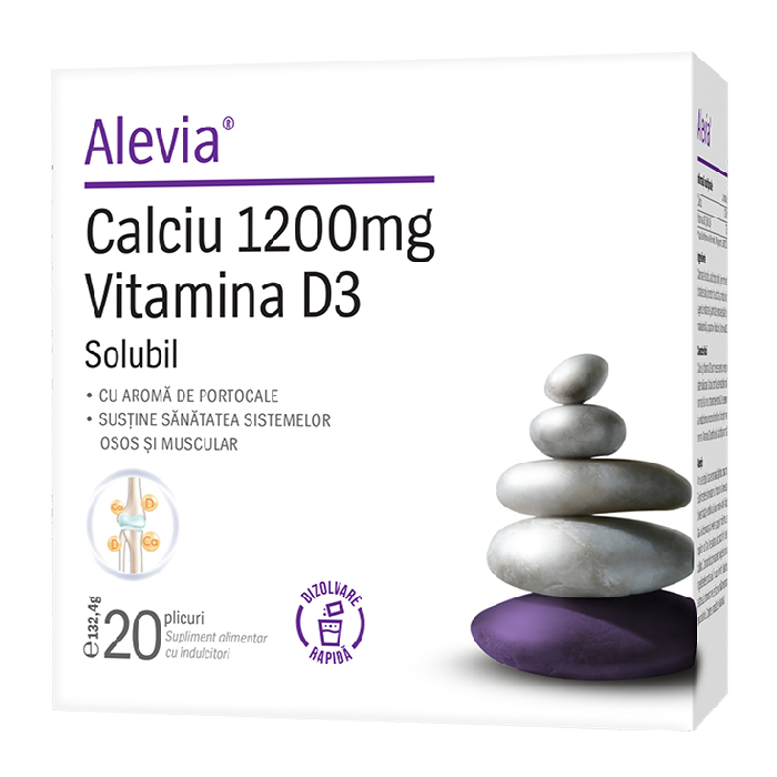 Calciu 1200mg Vitamina D3, 20 plicuri, Alevia