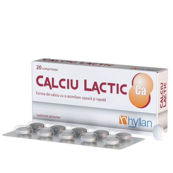 Calciu Lactic, Hyllan Pharma | 20 comprimate