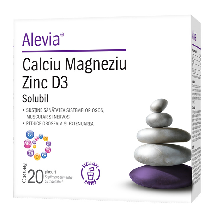 Calciu Magneziu Zinc, 20 plicuri, Alevia