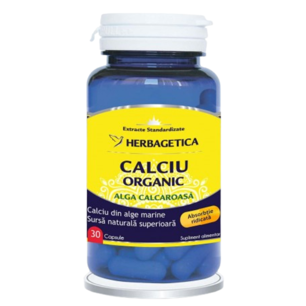Calciu Organic cu alga calcaroasa, Herbagetica | 30 capsule