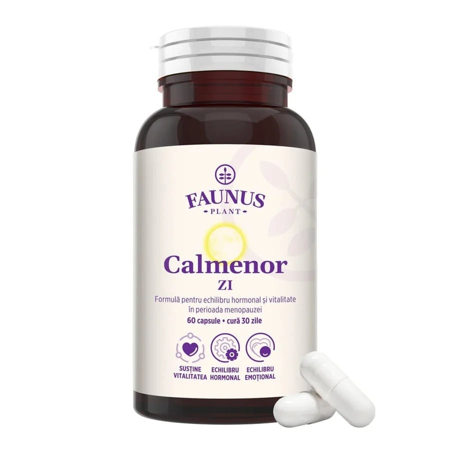 Calmenor Zi – Formulă naturală cu plante, vitamine și minerale pentru vitalitate, claritate mentală și confort în menopauză. Flacon 60 Capsule - poza 1
