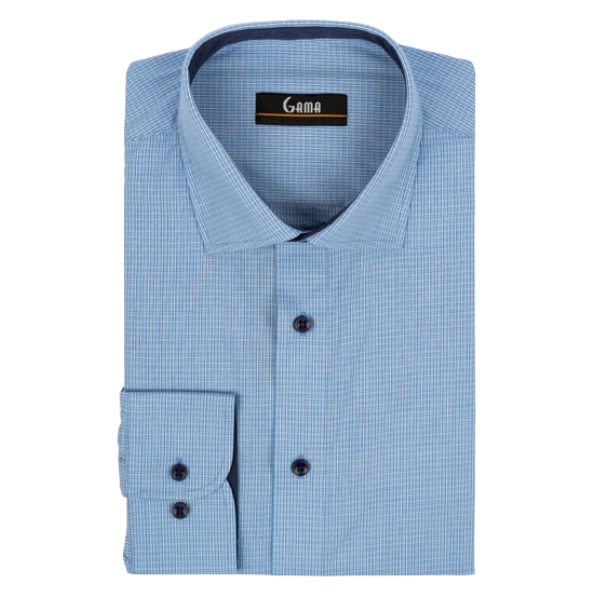 Camasa barbati 24-1918 Slim Fit, bleu/carouri alb si bleumarin, Gama | marimea 39/40