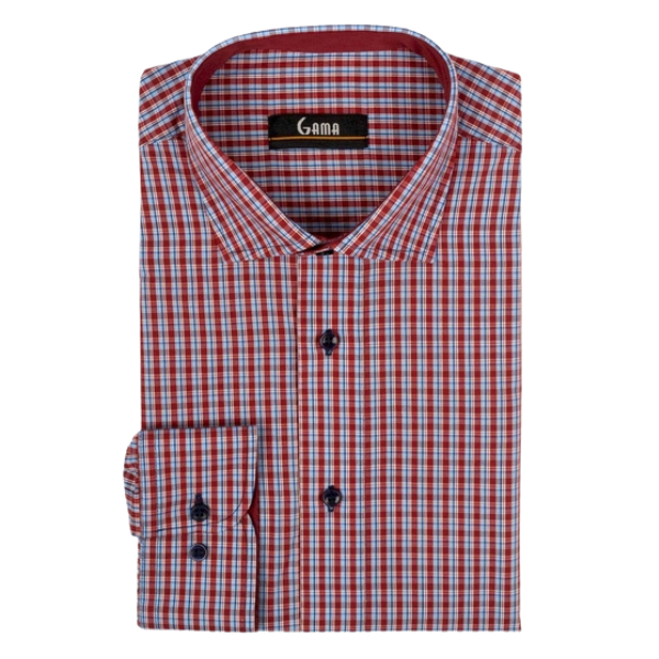 Camasa barbati 24-1924 Slim Fit, bordo/albastru carouri, Gama | marimea 37/38