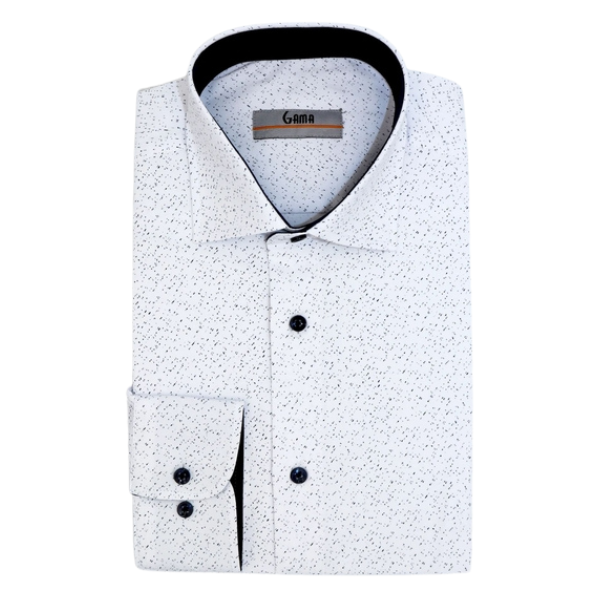 Camasa barbati CONFORT DND Y24-01 Slim Fit, alb/imprimeu bleumarin, Gama | marimea 39/40