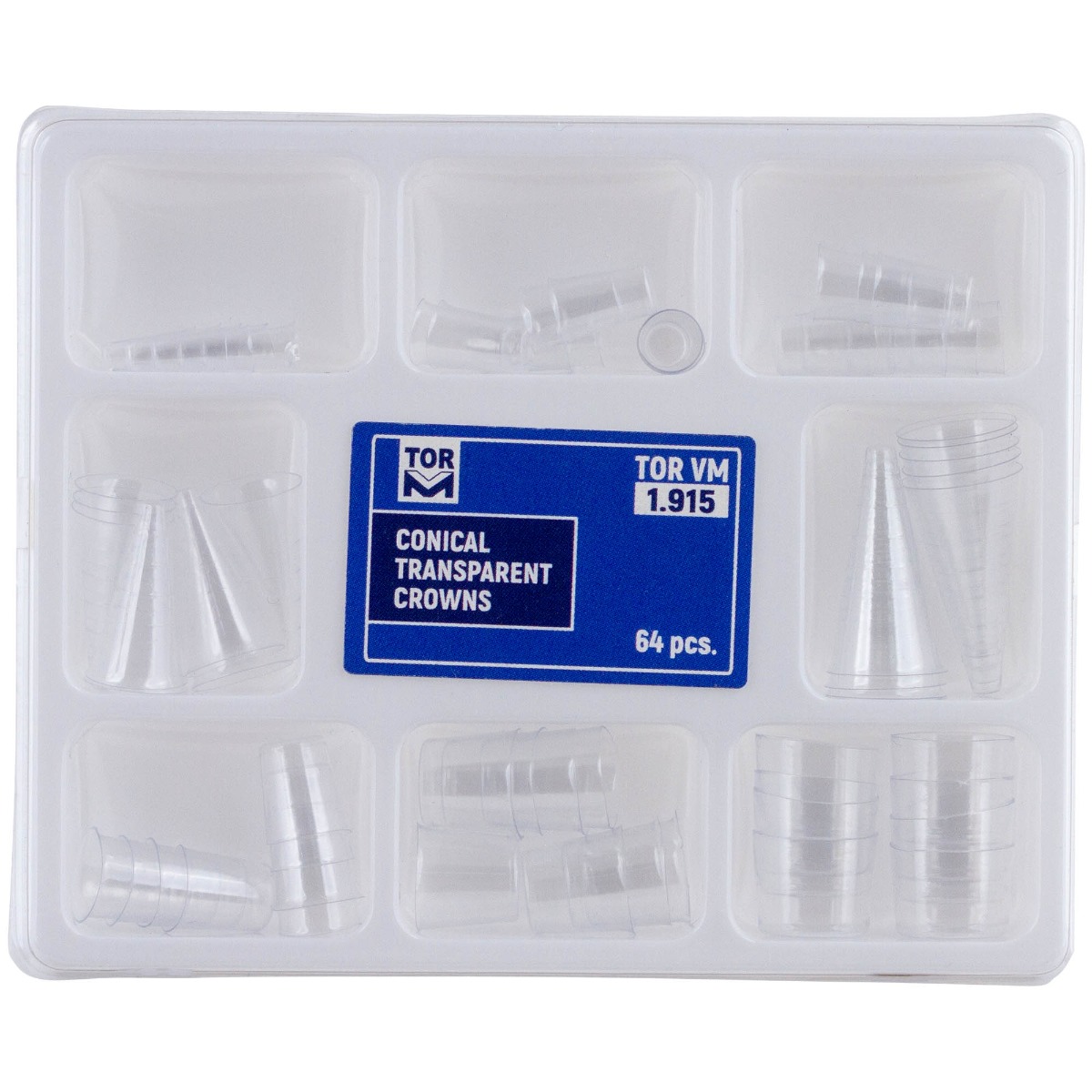Cape celuloid transparente conice pentru dinti, universale, reconstructie coronara, 64 buc/set