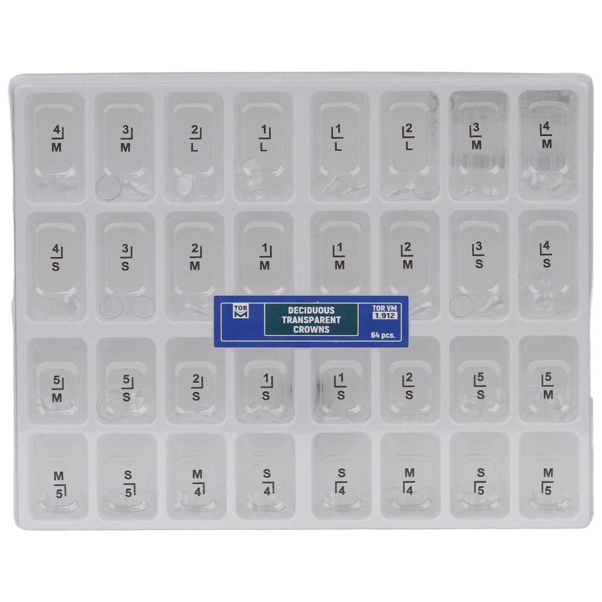 Cape celuloid transparente pentru dinti temporari copii, 64 buc/set
