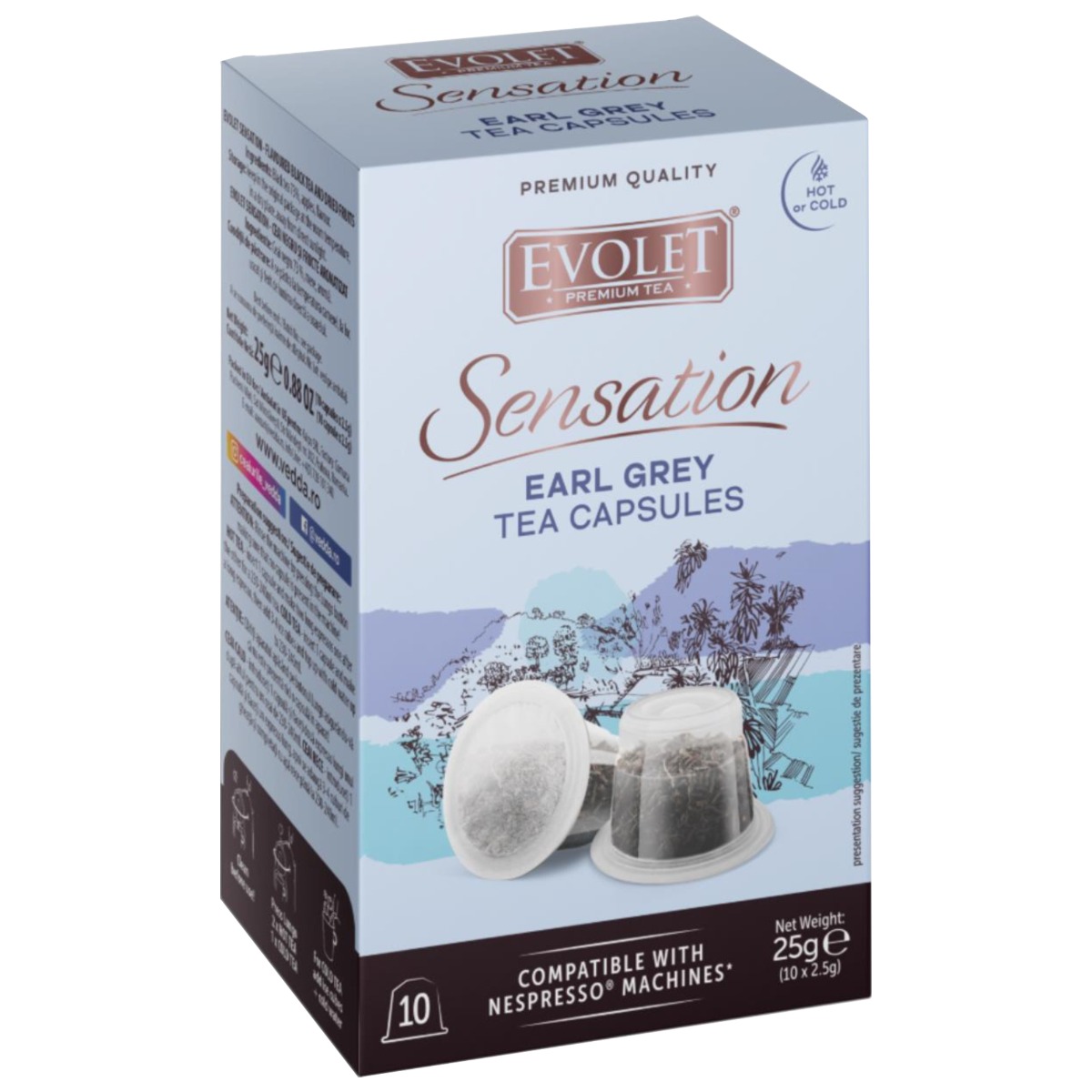 Capsule Ceai Negru Earl Grey Evolet Sensation 25g, Compatibile cu Aparate Nespresso, 10 bucati