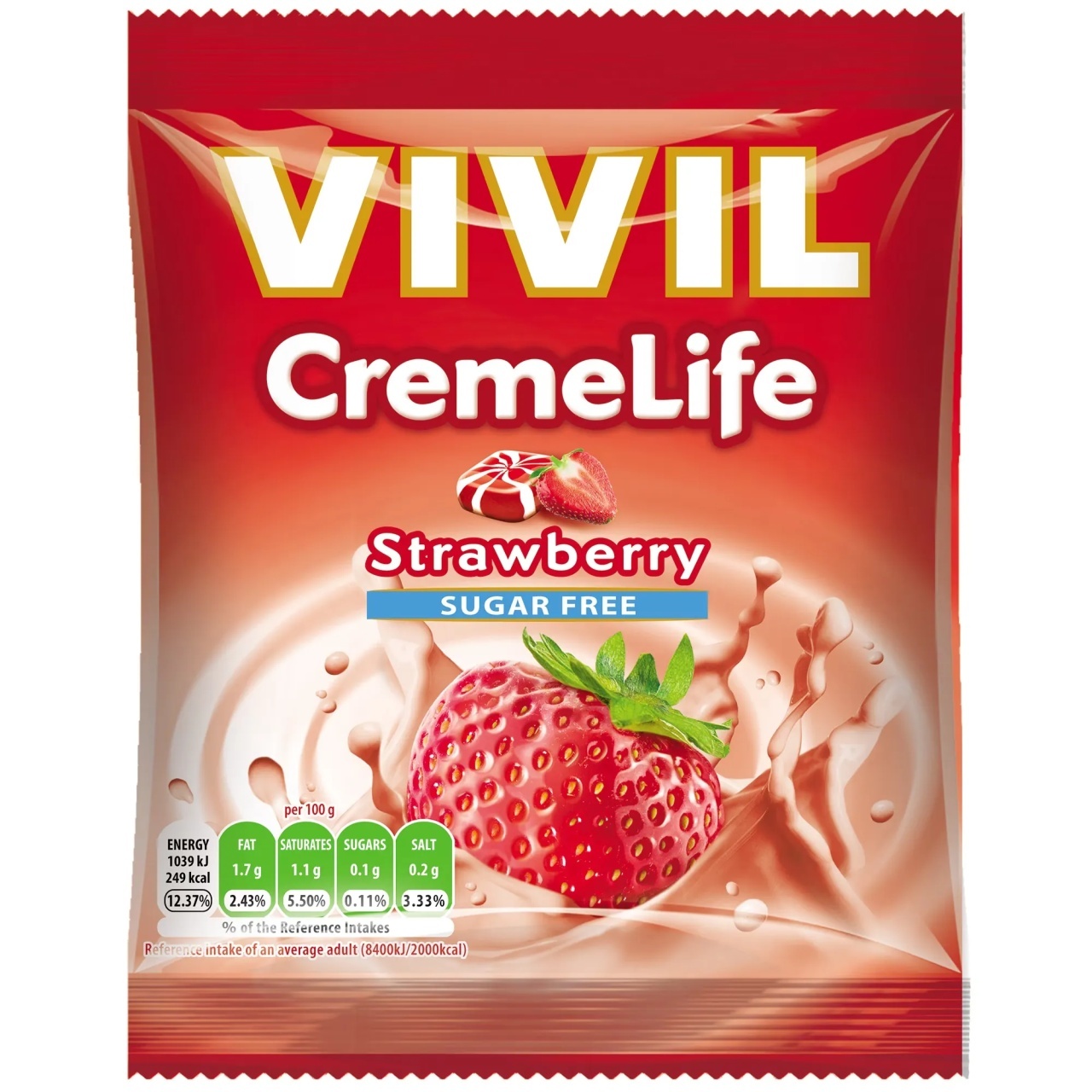 Căpșuni, dropsuri, 60g, Vivil