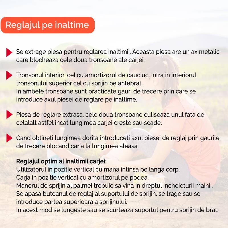 Carja cu sprijin pe antebrat din aluminiu ErgoTech (rosie)
