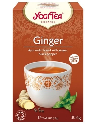 Ceai bio Ginger cu ghimbir, piper negru si menta, 17 plicuri, Yogi Tea
