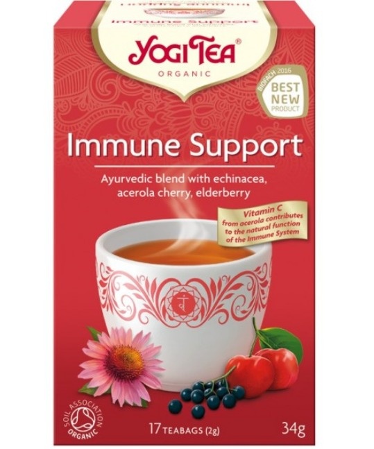 Ceai bio Immune Support cu echinacea si soc, 17 plicuri, Yogi Tea