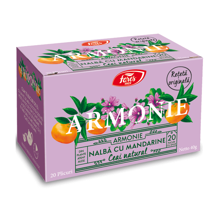 Ceai de nalba cu mandarine Armonie, 20 plicuri, Fares
