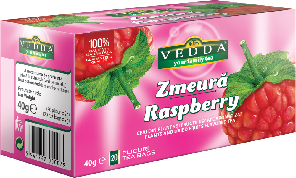 Ceai de zmeura, 20 plicuri, Vedda