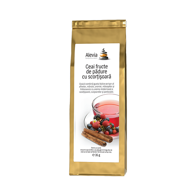 Ceai fructe de padure cu scortisoara, 35g, Alevia