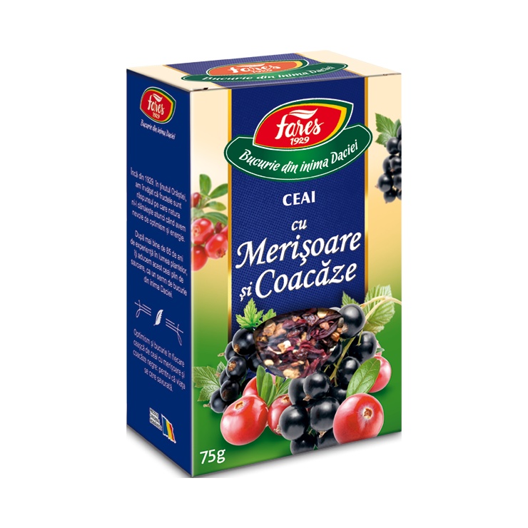 Ceai cu merisoare si coacaze, 75g Fares