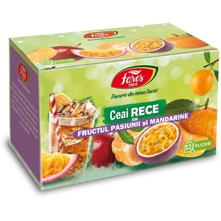 Ceai rece cu fructul pasiunii și mandarine, 12 plicuri – Fares
