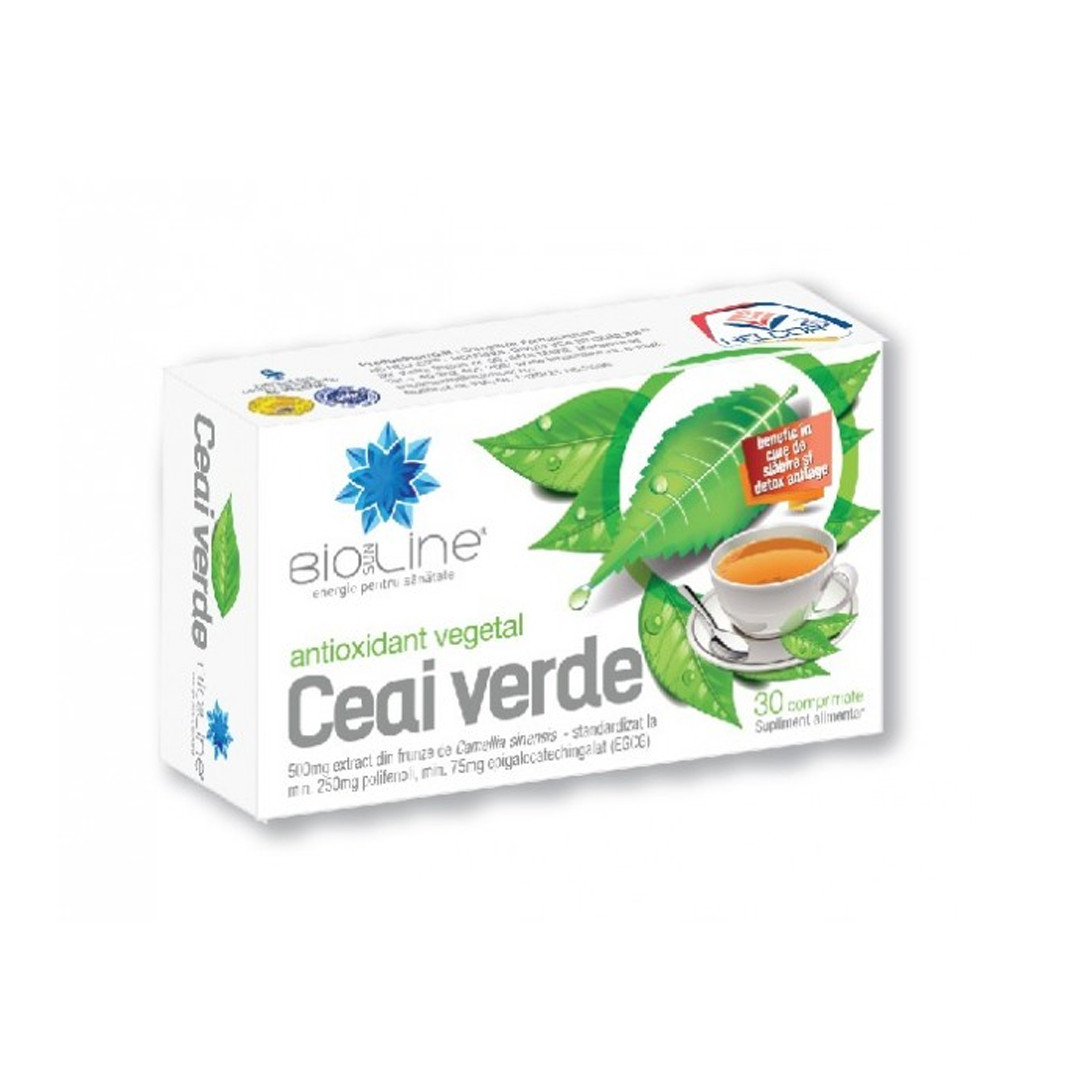 Ceai Verde 500 mg, 30 comprimate, Helcor