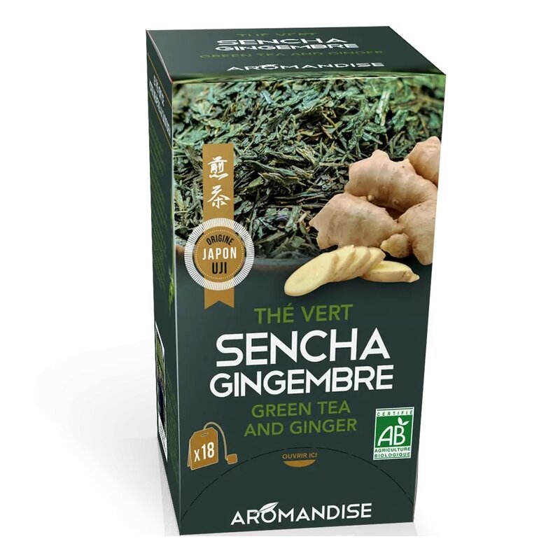 Ceai verde sencha cu ghimbir bio 18dz x 2g 36g Aromandise
