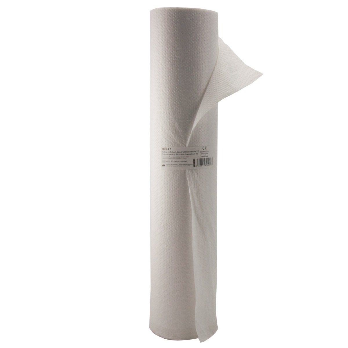 Cearceaf unica folosinta laminat din hartie si polietilena, 50cm x 50m, alb, 2 straturi laminate, perforat, pentru saloane masaj, clinici, steril, impermeabil, PRIMA