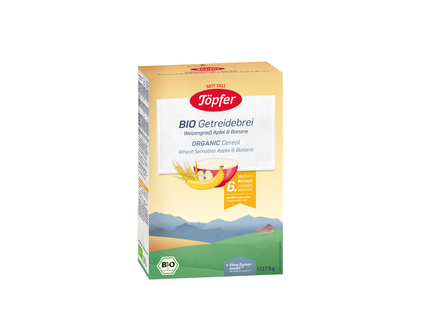 Cereale din gris de grau, mere si banane, 175g, Topfer