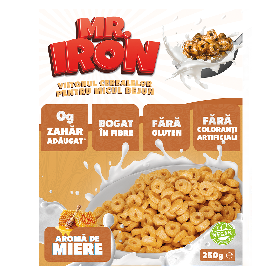 Cereale din ovaz fara zahar si fara gluten Miere inghetata, 250g, Mr. Iron