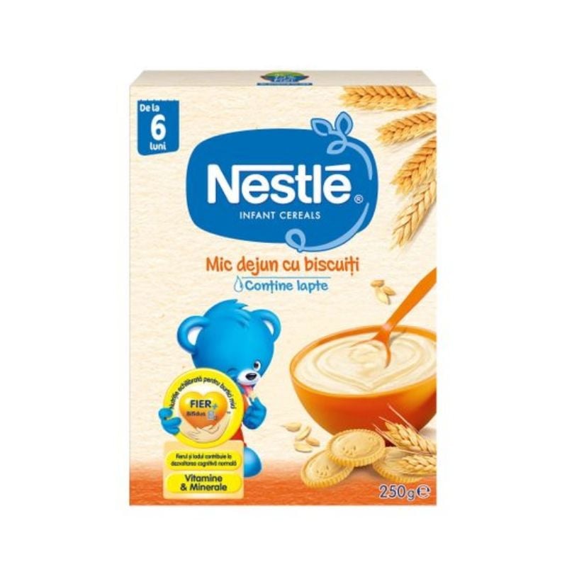Cereale mic dejun cu biscuiti si lapte Infant Cereals, +6 luni, 250 g, Nestle