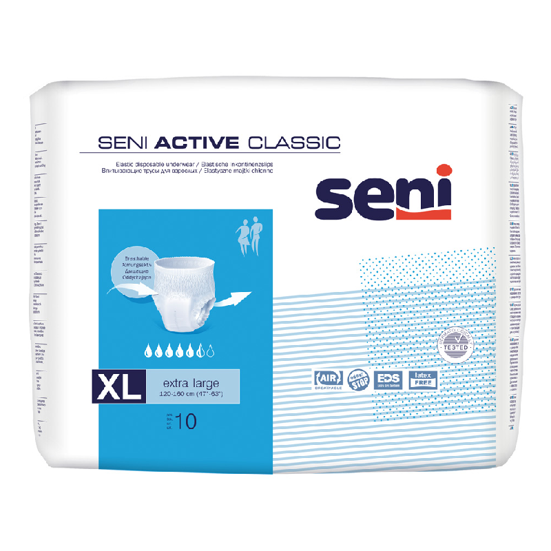 Chilot elastic absorbant Active Classic, Extra Large, 10 bucati, Seni