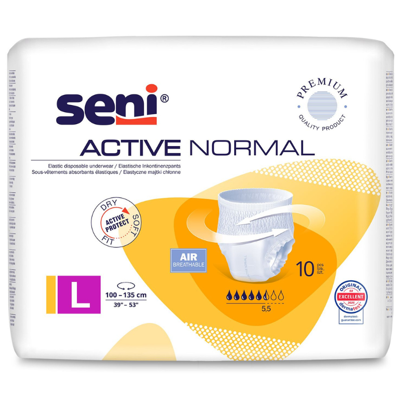 Chilot elastic absorbant SENI Active Normal, Large, TZMO | 10 bucati