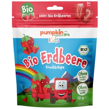 Chipsuri bio cu capsuni +3ani, 12g, Pumpkin Organics