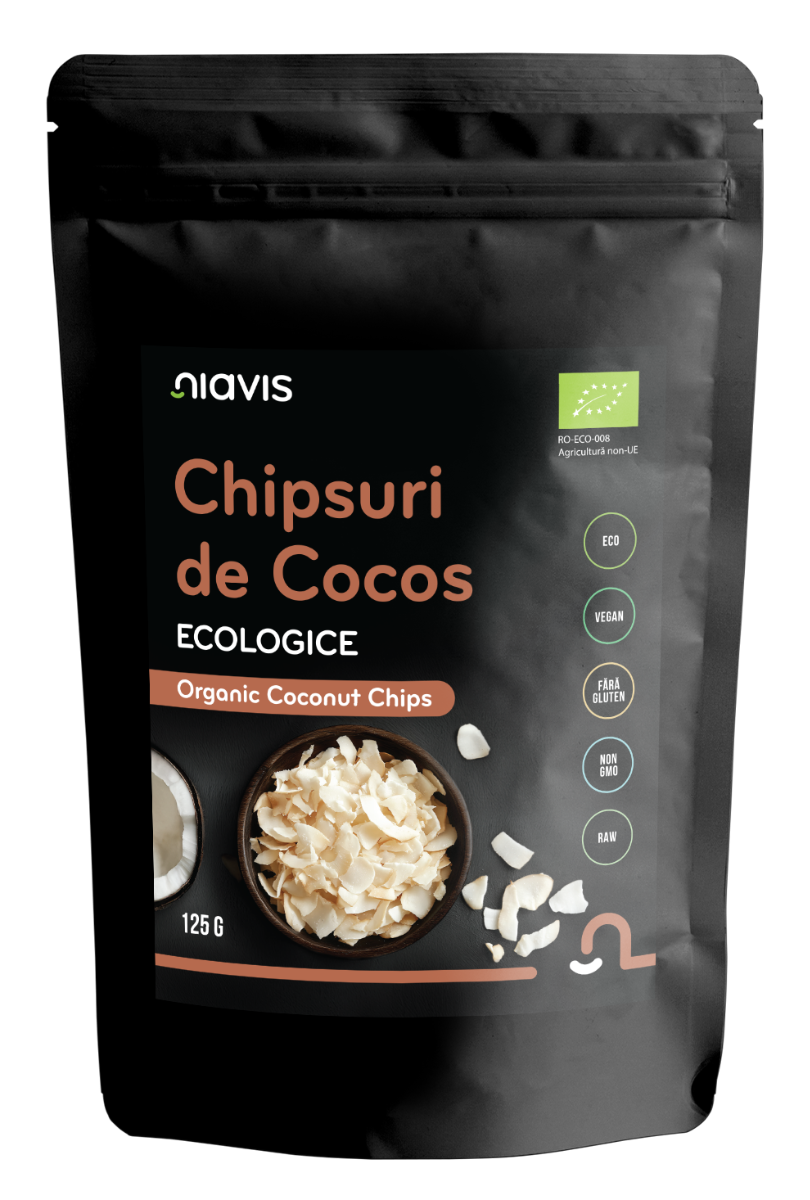 Chipsuri de cocos ecologice, 125g, Niavis