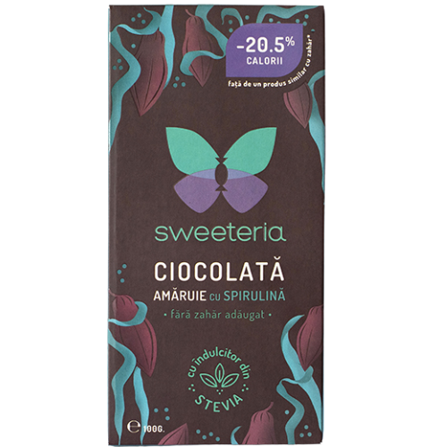 Ciocolata Amaruie Spirulina 100g Sweeteria