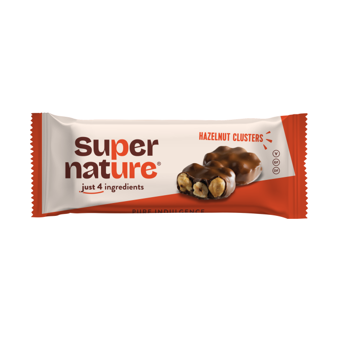 Ciocolata cu alune de padure intregi Bio, 34g, Super Nature