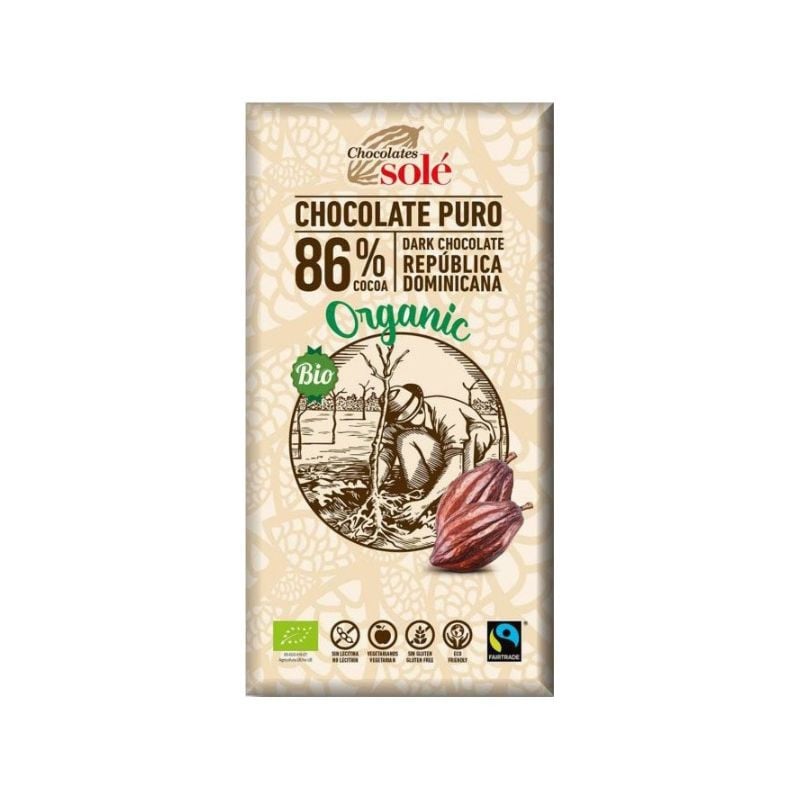 Ciocolata neagra bio cu 86% cacao, 100g, Chocolates Sole