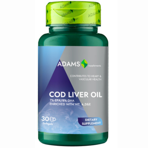 Cod Liver Oil 1000mg, 30cps, Adams Supplements