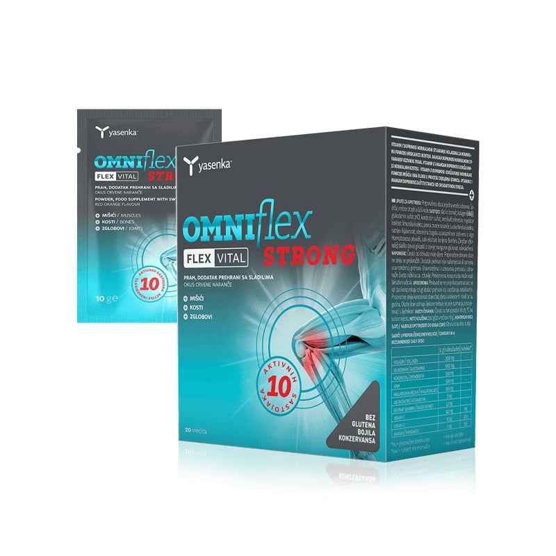 Colagen Marin, plicuri, gust de portocală, conține glucozamină, condroitină și MSM, Omniflex Flexvital Strong, 20 plicuri - poza 1